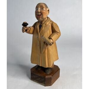 Vintage ANRI Psychiatrist Doctor Figurine –Hand-Carved Wood –Italy